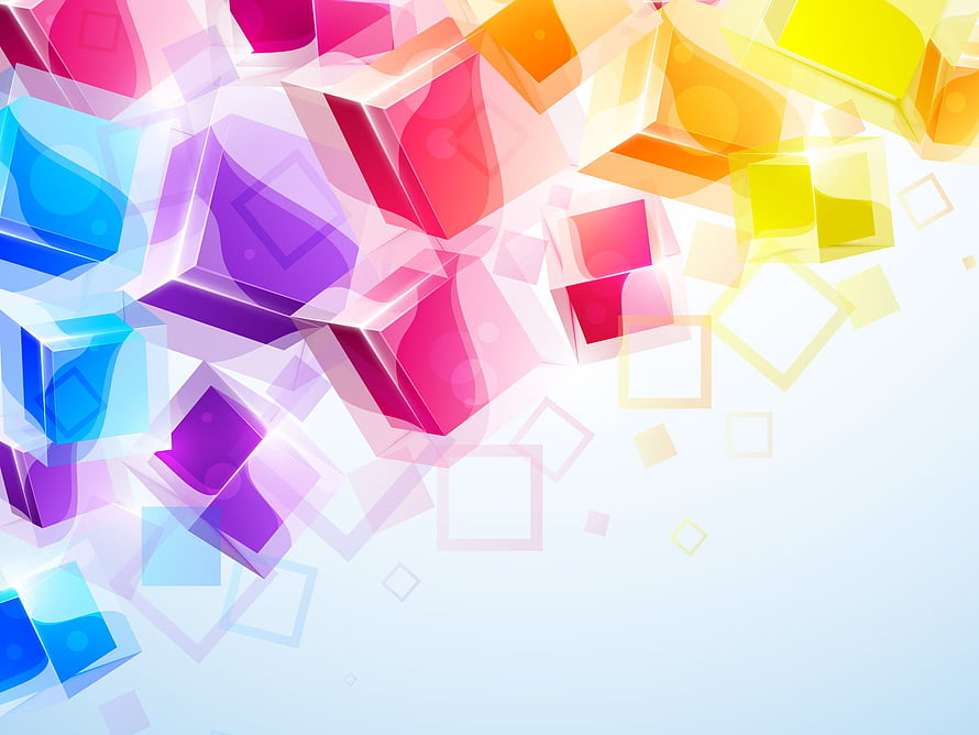 Vibrant 3D Geometric Cubes Abstract Background with Translucent Colorful Shapes HD wallpaper