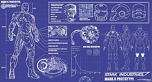 Iron Man Mark 6 Prototype Blueprint Schematic Stark Industries Technical Drawing HD wallpaper
