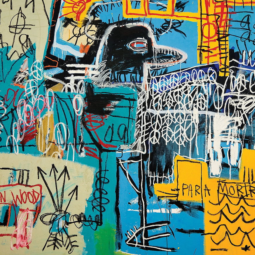 Abstract Expressionist Painting with Bold Colors and Graffiti Text Elements HD phone wallpaper