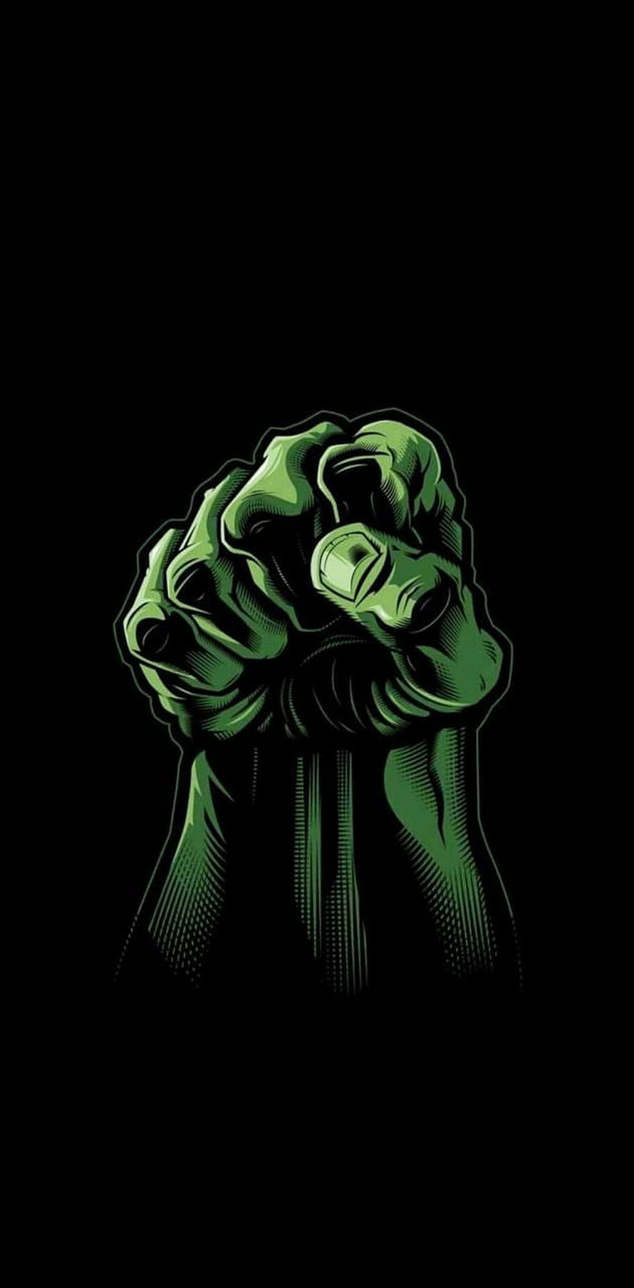 Hulk Green Fist Illustration on Black Background HD phone wallpaper