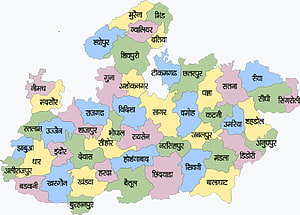 Madhya Pradesh District Map with Hindi Labels and Color-Coded Boundaries HD wallpaper
