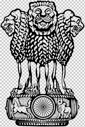 Ashoka Chakra Lion Capital Emblem Black and White Vector Illustration HD phone wallpaper