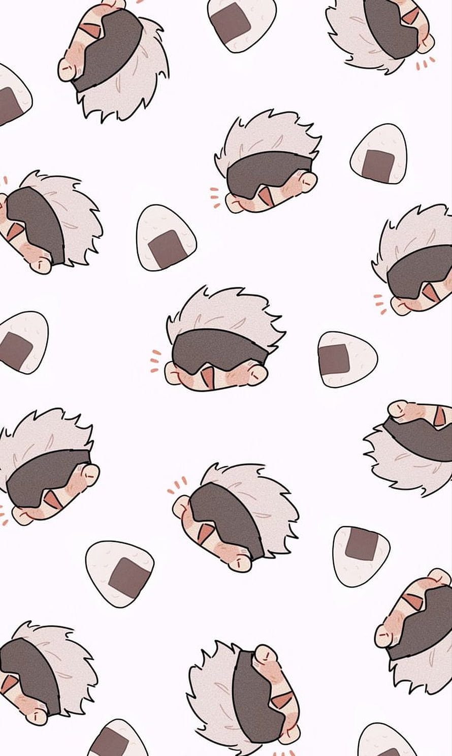 Satoru Gojo Chibi Pattern Wallpaper with Blindfold and Onigiri Motifs HD phone wallpaper