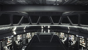 Star Wars Death Star Control Room Interior with Starfield View HD wallpaper