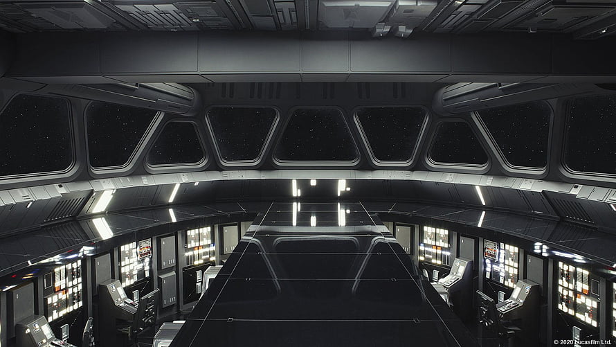 Star Wars Death Star Control Room Interior with Starfield View HD wallpaper