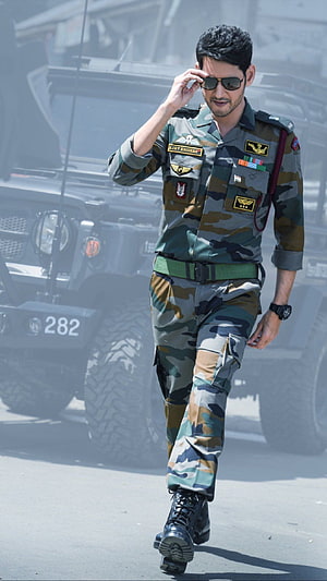 Mahesh Babu in Military Camouflage Uniform with Aviator Sunglasses HD phone wallpaper