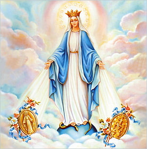 Our Lady of Fatima Religious Painting with Crown and Medals HD phone wallpaper