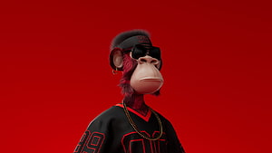 HAPEBEAST Prime 3D Monkey NFT Character in Streetwear on Red Background HD wallpaper
