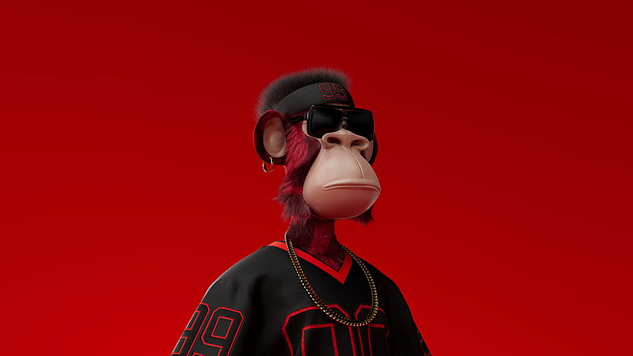 HAPEBEAST Prime 3D Monkey NFT Character in Streetwear on Red Background HD wallpaper