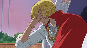 Sanji from One Piece in a Moment of Distress Wearing His Red Coat HD wallpaper