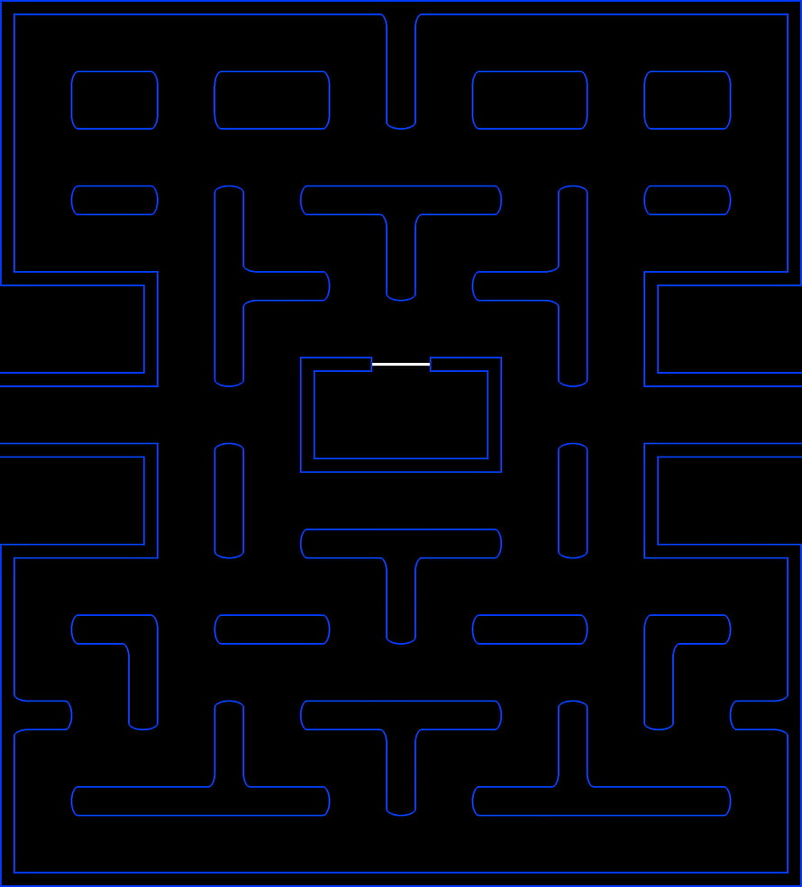 Pac-Man Style Blue Neon Maze on Black Background HD phone wallpaper