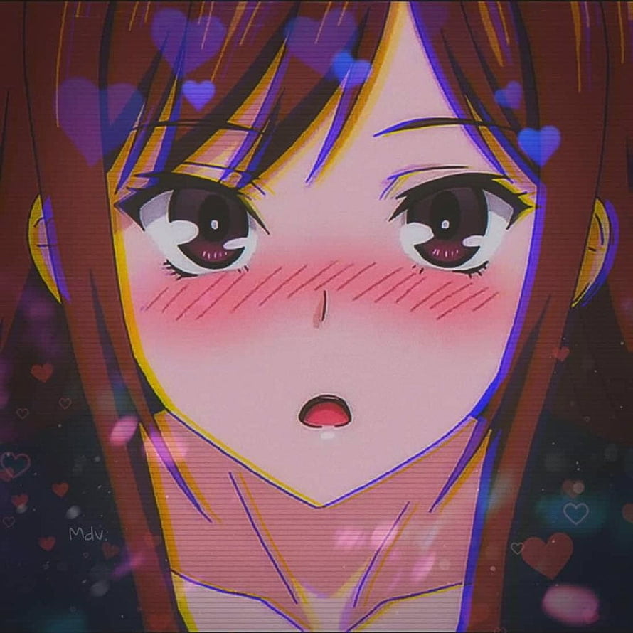 Ayane Shirakawa Anime Character Close-Up with Blushing Expression and Floating Hearts HD phone wallpaper