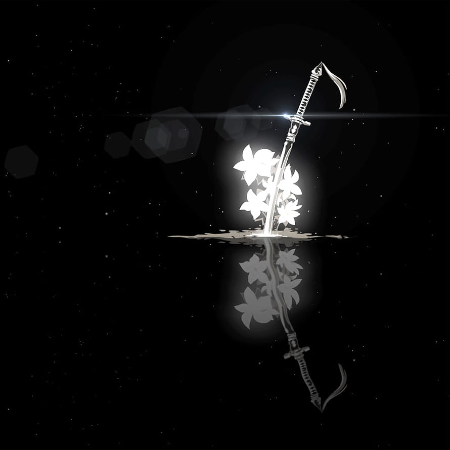 Nier Automata Faded Memories Sword and Cherry Blossoms in Starlit Water Reflection HD phone wallpaper