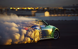 Toyota Supra MK4 Drift Car Performing Burnout at Sunset HD wallpaper