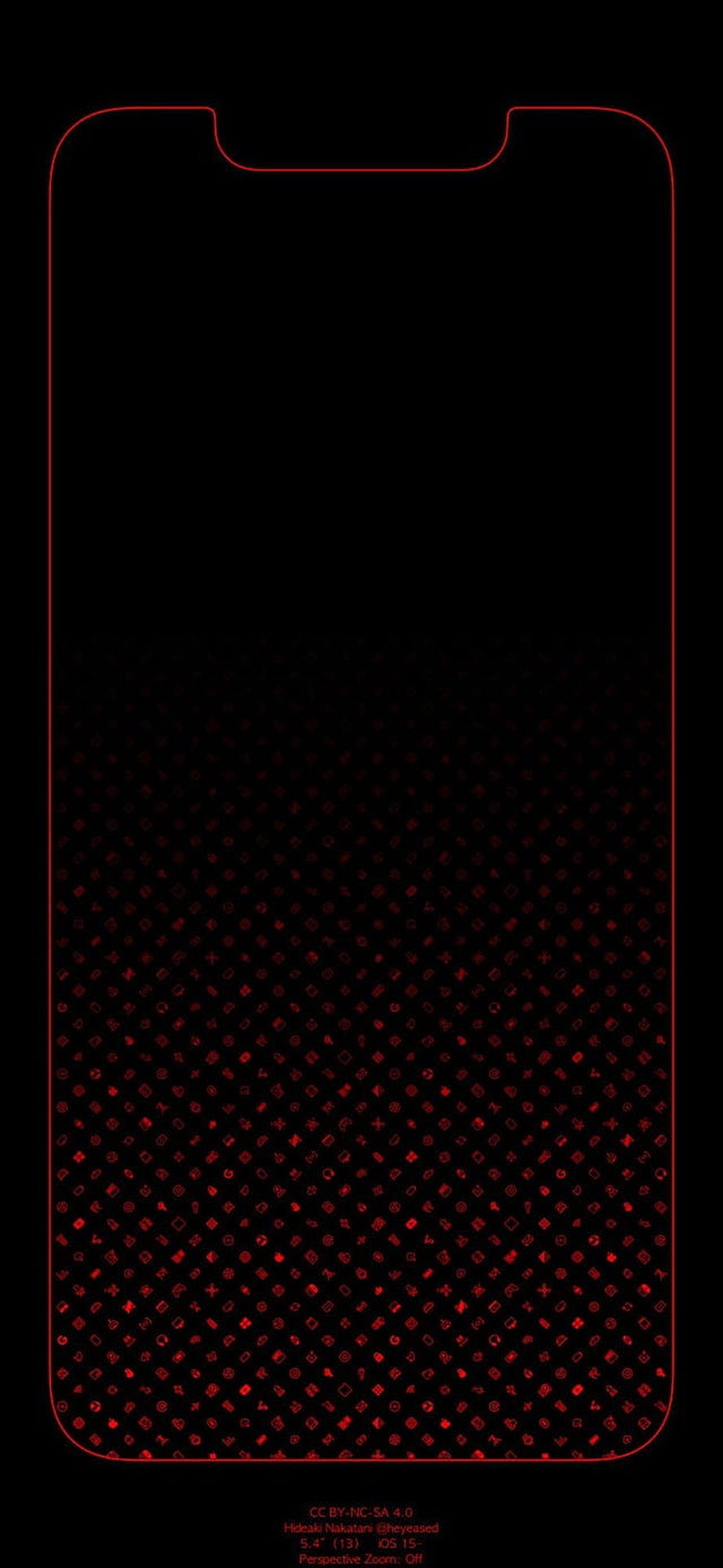 Minimalist Red Outline iPhone 13 Mini Wallpaper with Pixel Grid Pattern HD phone wallpaper