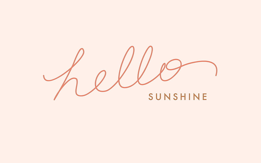 Elegant Cursive Hello Sunshine Typography on Soft Blush Background HD wallpaper