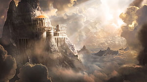 Mount Olympus Greek Mythology Palace Above the Clouds HD wallpaper