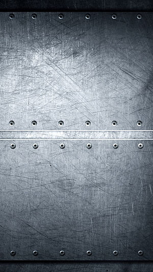 Scratched Brushed Steel Panel with Rivets and Industrial Grunge Texture HD phone wallpaper
