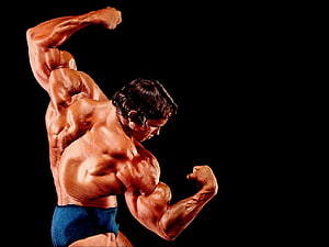 Arnold Schwarzenegger Classic Bodybuilding Pose on Black Background HD wallpaper