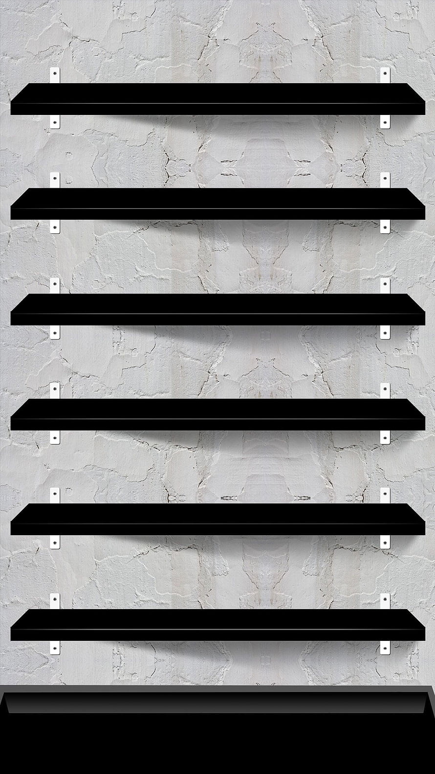 Minimalist Black Floating Shelves Against Textured White Plaster Wall HD phone wallpaper
