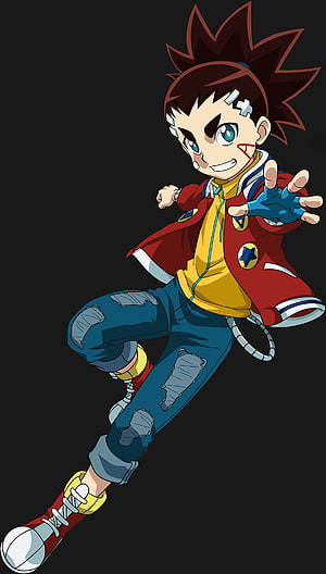 Aiger Akabane from Beyblade Burst Turbo in Dynamic Action Pose HD phone wallpaper