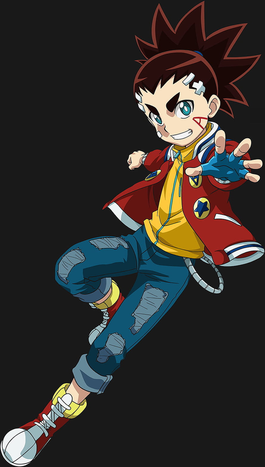 Aiger Akabane from Beyblade Burst Turbo in Dynamic Action Pose HD phone wallpaper
