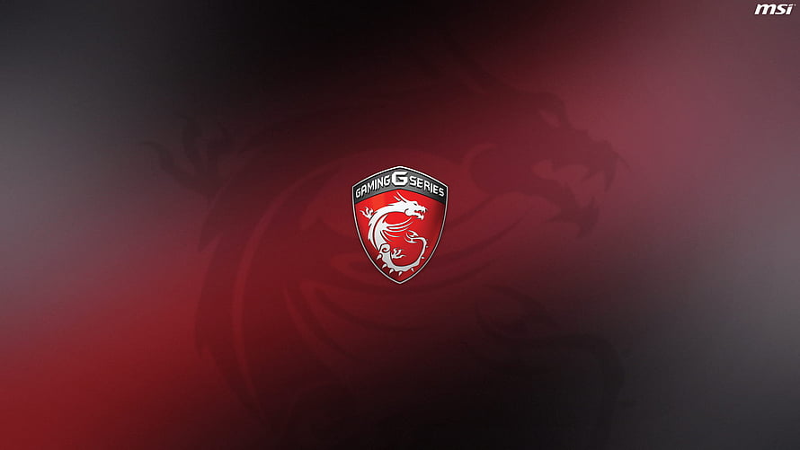 MSI Gaming G Series Dragon Shield Logo on Dark Red Gradient Background HD wallpaper