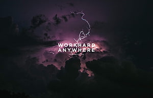 Dramatic Purple Lightning Storm with Motivational Typography HD wallpaper