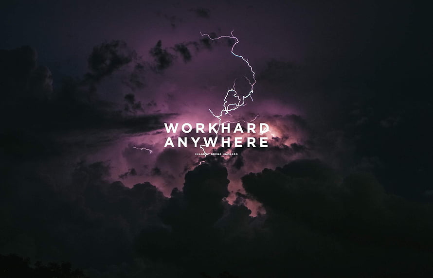 Dramatic Purple Lightning Storm with Motivational Typography HD wallpaper
