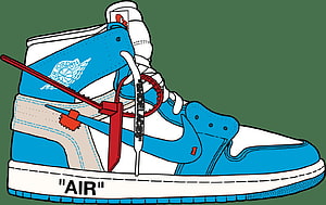 Air Jordan 1 High Sneaker Illustration with Air Jordan Wings Logo and Blue White Colorway HD wallpaper