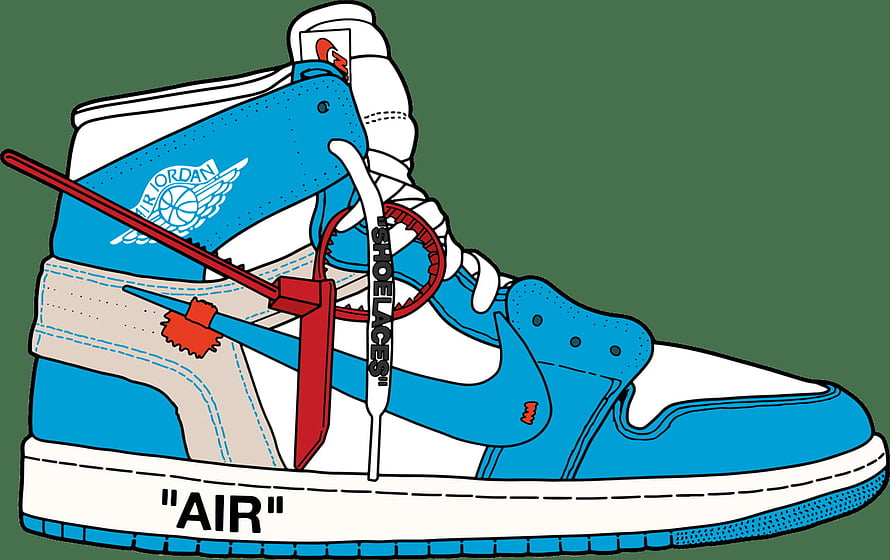 Air Jordan 1 High Sneaker Illustration with Air Jordan Wings Logo and Blue White Colorway HD wallpaper