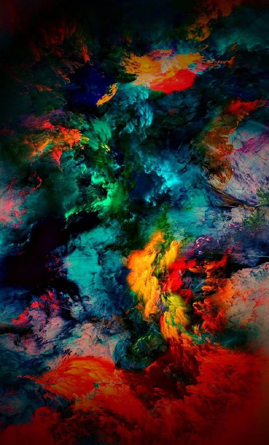 Vibrant Abstract Color Explosion with Swirling Neon Hues and Dark Background HD phone wallpaper