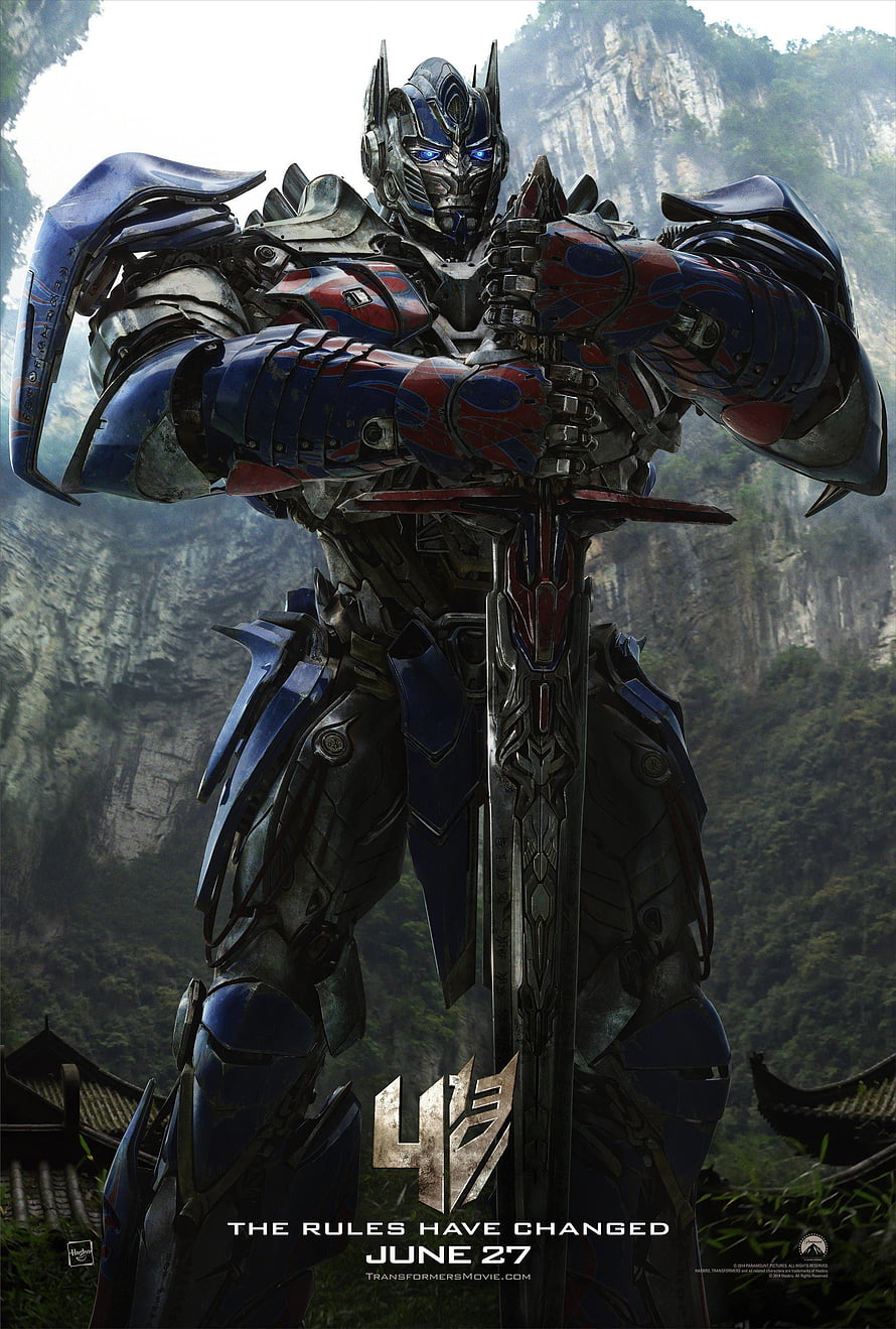 Optimus Prime Holding Sword in Transformers Age of Extinction Movie Poster HD phone wallpaper