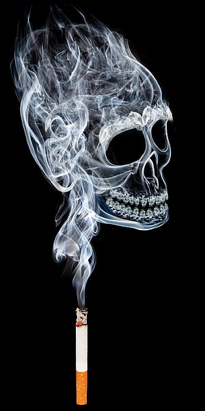 Cigarette Smoke Forming a Human Skull on Black Background, Bad boy in 2019, smoking boy HD phone wallpaper