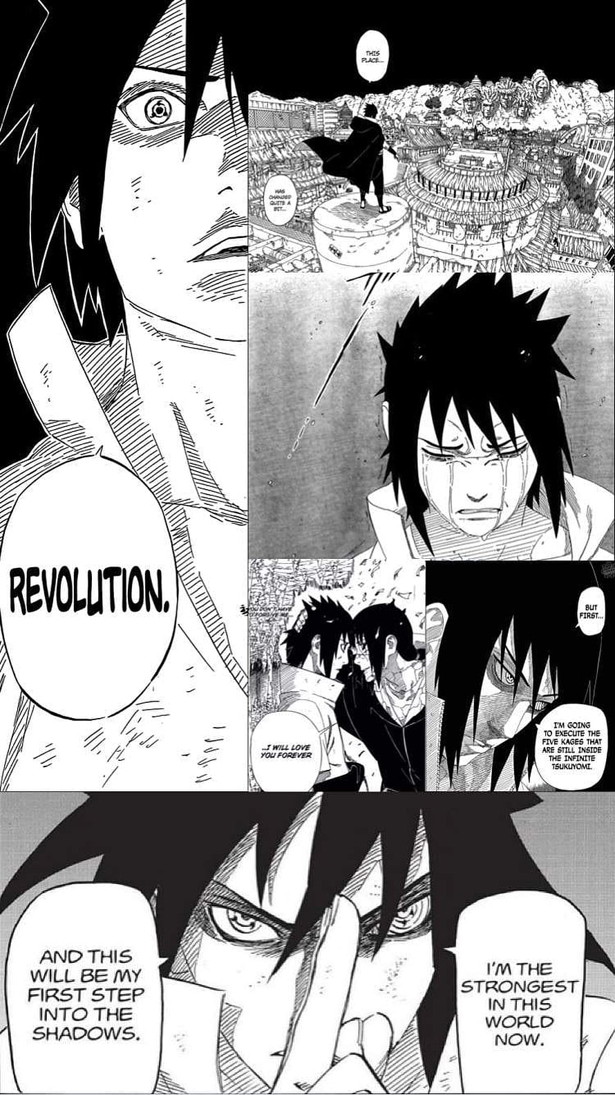 Naruto Manga Panels Featuring Sasuke Uchiha and the Infinite Tsukuyomi HD phone wallpaper