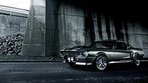 Silver Ford Mustang Shelby GT500 Eleanor Classic Muscle Car Under Concrete Bridge HD wallpaper