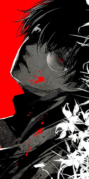 Tokyo Ghoul Kaneki Ken Anime Portrait With Red Eyes And Blood Splatter HD phone wallpaper