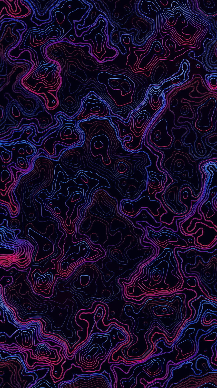 Neon Topographic Contour Lines Abstract Pattern on Dark Background HD phone wallpaper