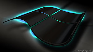 Glowing Windows Flag Logo with Neon Cyan and Blue Edges on Dark Background HD wallpaper