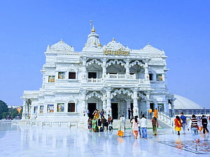 Prem Mandir Vrindavan White Marble Temple Architecture HD wallpaper