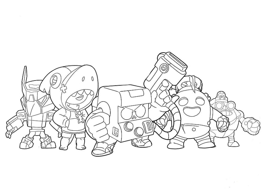 Brawl Stars Character Line Art Coloring Page HD wallpaper