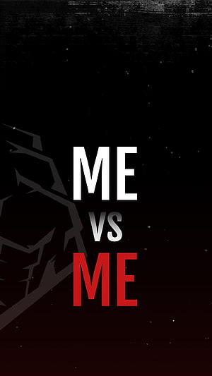 Me vs Me Minimalist Typography Poster with Dark Grunge Texture and Red Accent HD phone wallpaper