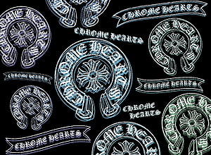 Chrome Hearts Gothic Cross Logo Pattern on Black Background HD wallpaper