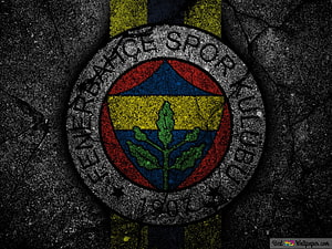 Fenerbahce Spor Kulubu 1907 Emblem on Cracked Concrete with Yellow and Navy Stripes HD wallpaper