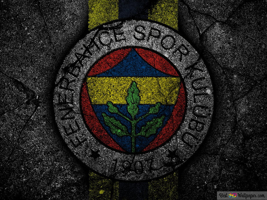 Fenerbahce Spor Kulubu 1907 Emblem on Cracked Concrete with Yellow and Navy Stripes HD wallpaper