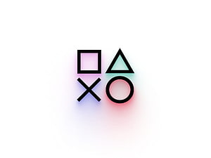 PlayStation Controller Button Icons with Neon Glow on White Background HD wallpaper