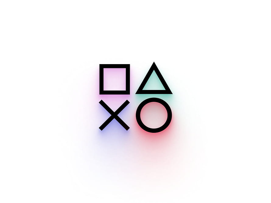 PlayStation Controller Button Icons with Neon Glow on White Background HD wallpaper