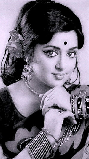 Classic Black and White Portrait of a Bollywood Actress in Traditional Indian Jewelry HD phone wallpaper