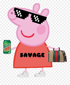 Peppa Pig Wearing Pixelated Sunglasses and Savage Dress with Mountain Dew and Gucci Bag HD phone wallpaper