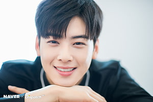 Cha Eun Woo Close-Up Portrait in Black Jacket with Soft Studio Lighting HD wallpaper